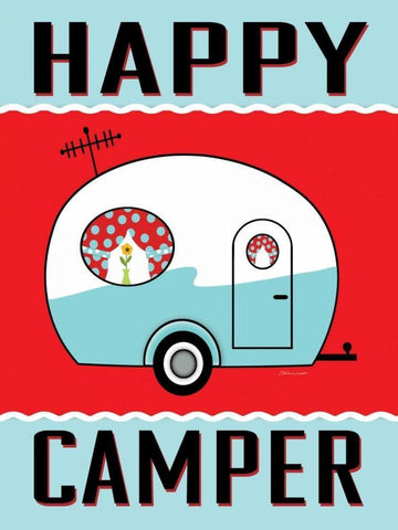 Happy Camper II Black Ornate Wood Framed Art Print with Double Matting by Marrott, Stephanie