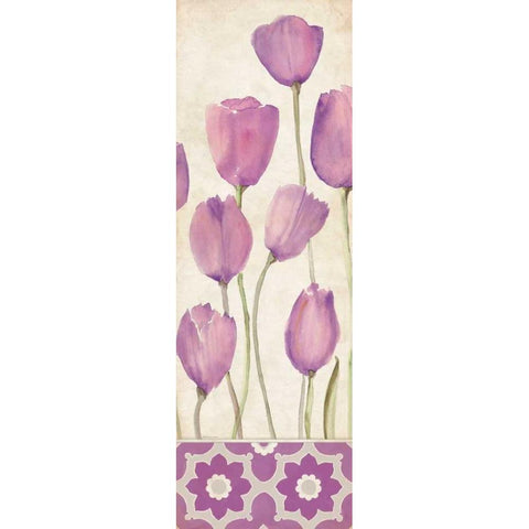 Tulips In Purple Black Modern Wood Framed Art Print with Double Matting by Marrott, Stephanie