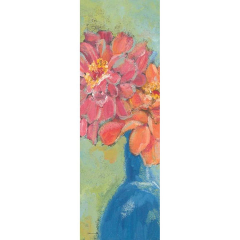 Gerbers in A Blue Vase Black Modern Wood Framed Art Print with Double Matting by Marrott, Stephanie