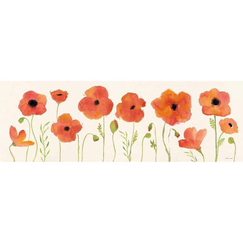 Poppy Row White Modern Wood Framed Art Print by Marrott, Stephanie