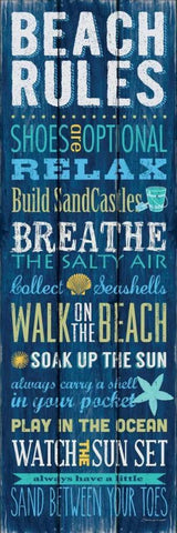 Beach Rules Black Ornate Wood Framed Art Print with Double Matting by Marrott, Stephanie