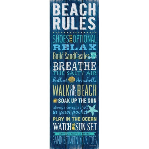 Beach Rules Gold Ornate Wood Framed Art Print with Double Matting by Marrott, Stephanie