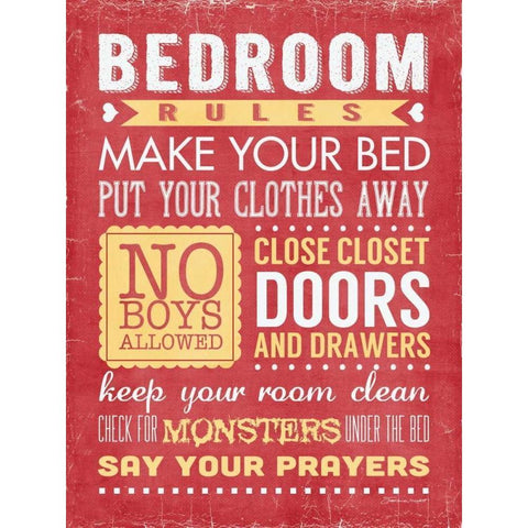 Bedroom Rules II White Modern Wood Framed Art Print by Marrott, Stephanie