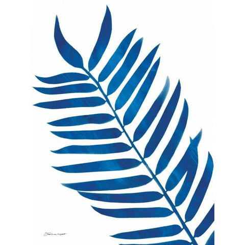 Palm in Blue White Modern Wood Framed Art Print by Marrott, Stephanie