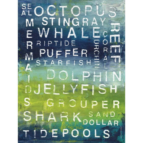 Sea Words White Modern Wood Framed Art Print by Marrott, Stephanie