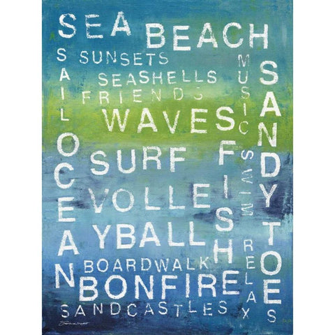 Beach Words Black Modern Wood Framed Art Print with Double Matting by Marrott, Stephanie