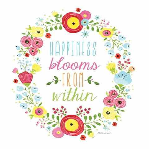 Happiness Blooms White Modern Wood Framed Art Print with Double Matting by Marrott, Stephanie