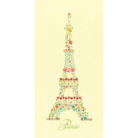 Eiffel Tower in Flowers II Black Modern Wood Framed Art Print with Double Matting by Marrott, Stephanie