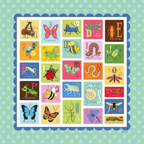 Bug Alphabet  Gold Ornate Wood Framed Art Print with Double Matting by Marrott, Stephanie