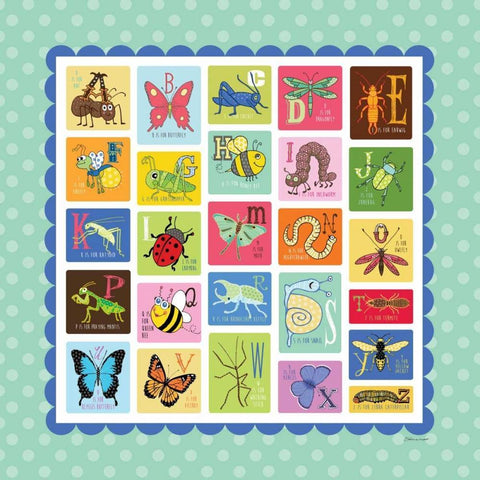 Bug Alphabet  White Modern Wood Framed Art Print with Double Matting by Marrott, Stephanie