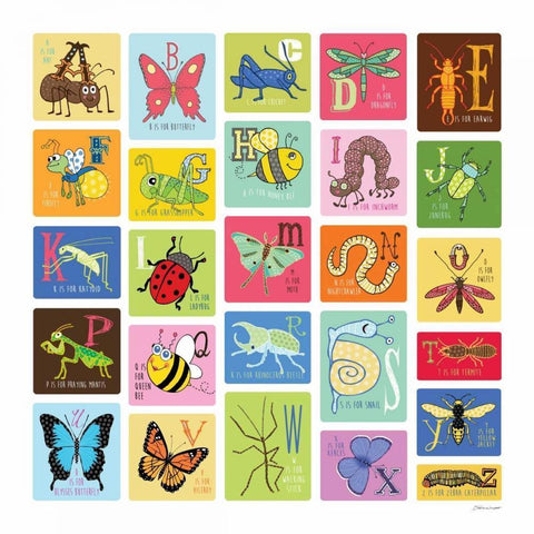 Bug Alphabet III White Modern Wood Framed Art Print by Marrott, Stephanie