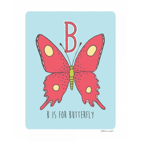 B is For Butterfly Gold Ornate Wood Framed Art Print with Double Matting by Marrott, Stephanie