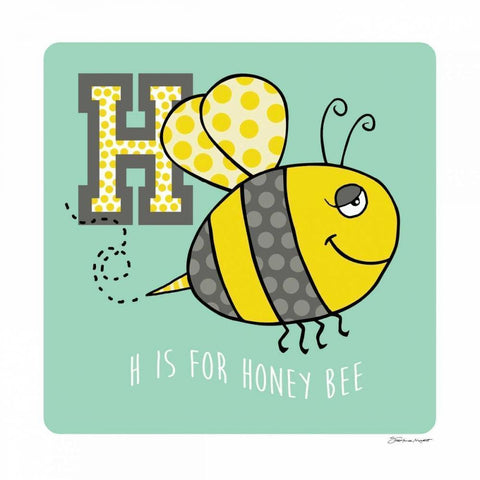 H is For Honey Bee Gold Ornate Wood Framed Art Print with Double Matting by Marrott, Stephanie