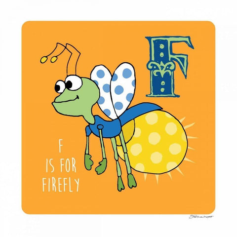 F is For Firefly White Modern Wood Framed Art Print by Marrott, Stephanie