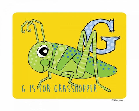 G is For Grasshopper Black Ornate Wood Framed Art Print with Double Matting by Marrott, Stephanie