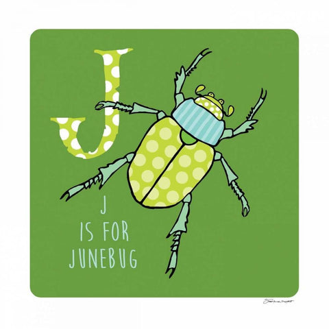 J is For June Bug White Modern Wood Framed Art Print by Marrott, Stephanie