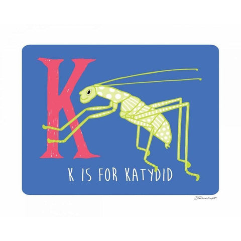 K is For Katydid Gold Ornate Wood Framed Art Print with Double Matting by Marrott, Stephanie