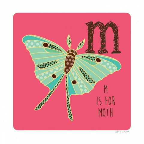 M is For Moth Gold Ornate Wood Framed Art Print with Double Matting by Marrott, Stephanie