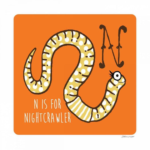 N is For Nightcrawler Black Ornate Wood Framed Art Print with Double Matting by Marrott, Stephanie