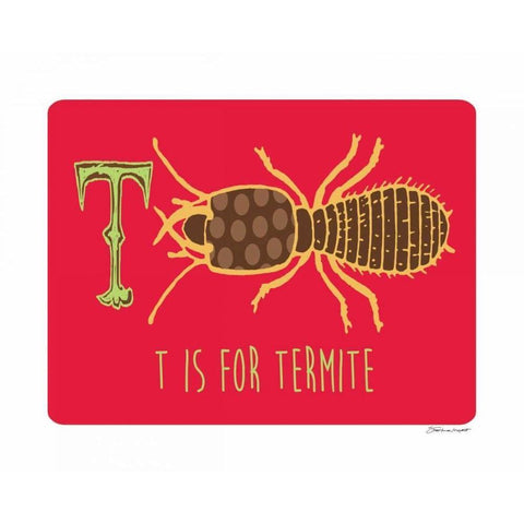 T is For Termite Black Modern Wood Framed Art Print with Double Matting by Marrott, Stephanie