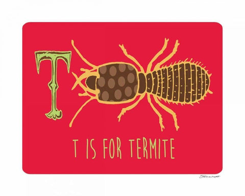 T is For Termite Black Ornate Wood Framed Art Print with Double Matting by Marrott, Stephanie