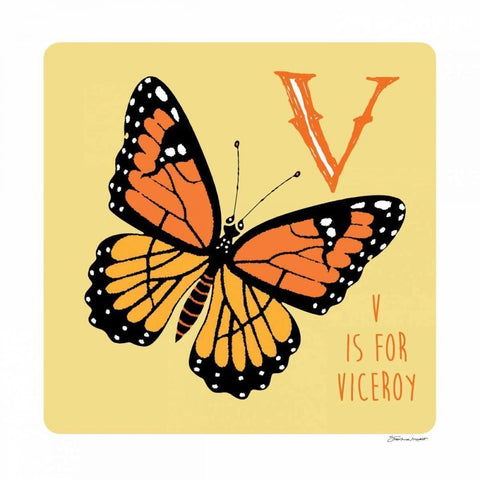 V is For Viceroy Black Modern Wood Framed Art Print with Double Matting by Marrott, Stephanie