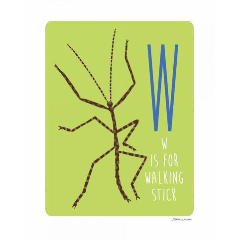 W is For Walking Stick Gold Ornate Wood Framed Art Print with Double Matting by Marrott, Stephanie