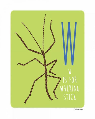 W is For Walking Stick Black Ornate Wood Framed Art Print with Double Matting by Marrott, Stephanie