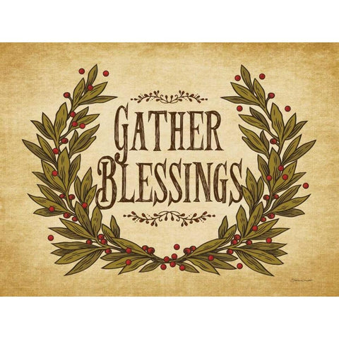 Gather Blessings I Black Modern Wood Framed Art Print with Double Matting by Marrott, Stephanie