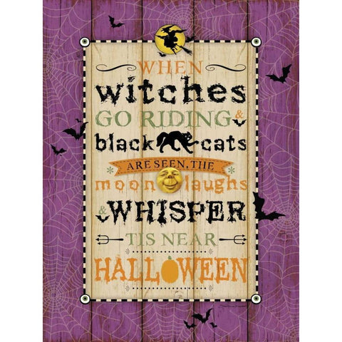 Witches Go Riding Black Modern Wood Framed Art Print with Double Matting by Marrott, Stephanie