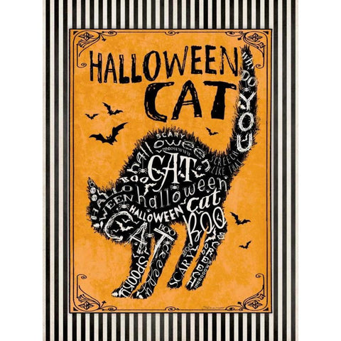 Halloween Cat I Gold Ornate Wood Framed Art Print with Double Matting by Marrott, Stephanie