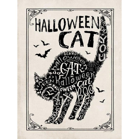 Halloween Cat II Gold Ornate Wood Framed Art Print with Double Matting by Marrott, Stephanie