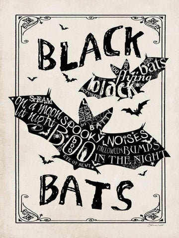 Black Bats II Black Ornate Wood Framed Art Print with Double Matting by Marrott, Stephanie