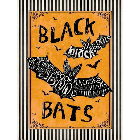 Black Bats II Gold Ornate Wood Framed Art Print with Double Matting by Marrott, Stephanie