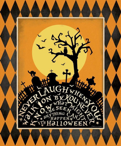 Never Laugh Black Ornate Wood Framed Art Print with Double Matting by Marrott, Stephanie