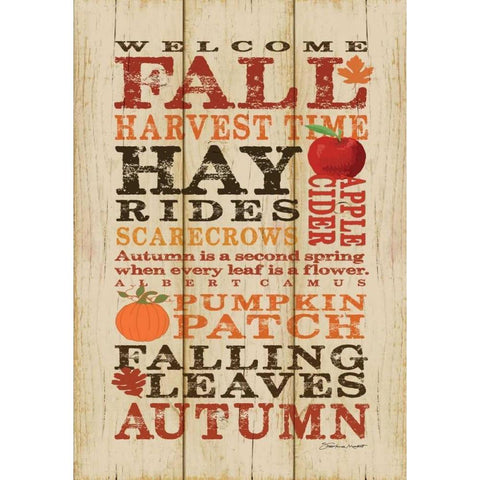 Welcome Fall White Modern Wood Framed Art Print by Marrott, Stephanie