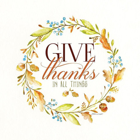 Give Thanks White Modern Wood Framed Art Print with Double Matting by Marrott, Stephanie