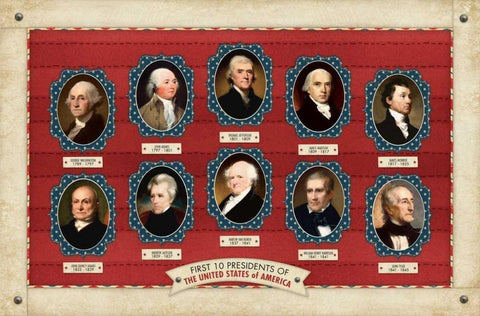 10 Presidents White Modern Wood Framed Art Print with Double Matting by Marrott, Stephanie