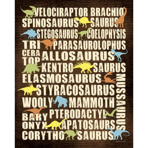 Dinosaurs White Modern Wood Framed Art Print by Marrott, Stephanie