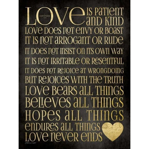 Love Is Patient Black Modern Wood Framed Art Print with Double Matting by Marrott, Stephanie