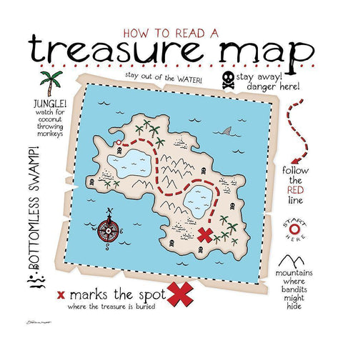 Treasure Map Gold Ornate Wood Framed Art Print with Double Matting by Marrott, Stephanie