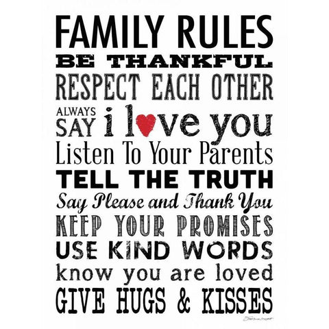 Family Rules Gold Ornate Wood Framed Art Print with Double Matting by Marrott, Stephanie