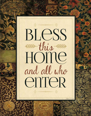 Bless This Home White Modern Wood Framed Art Print with Double Matting by Marrott, Stephanie