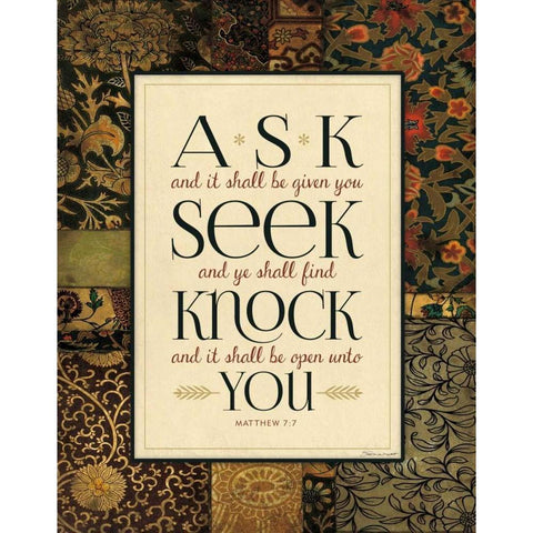 Ask Seek Knock Black Modern Wood Framed Art Print with Double Matting by Marrott, Stephanie