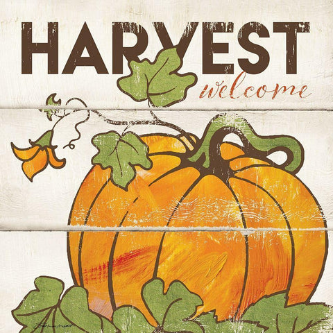 Harvest Welcome White Modern Wood Framed Art Print with Double Matting by Marrott, Stephanie