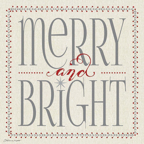 Merry and Bright Black Modern Wood Framed Art Print with Double Matting by Marrott, Stephanie