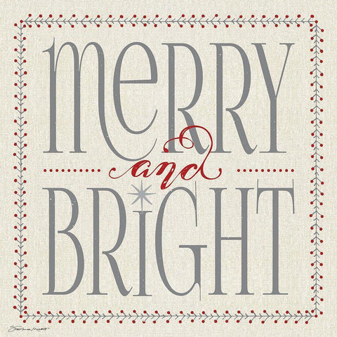 Merry and Bright White Modern Wood Framed Art Print with Double Matting by Marrott, Stephanie