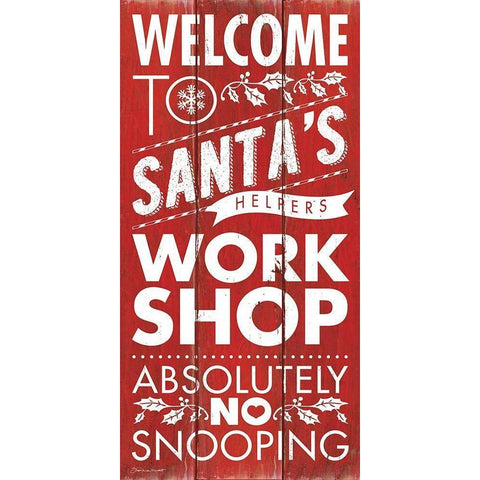 Santas Workshop Black Modern Wood Framed Art Print with Double Matting by Marrott, Stephanie