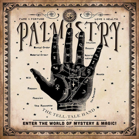 Palmistry Black Modern Wood Framed Art Print with Double Matting by Marrott, Stephanie