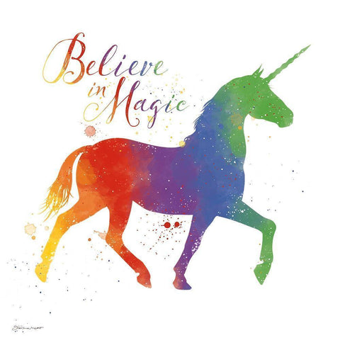 Magic Unicorn White Modern Wood Framed Art Print by Marrott, Stephanie